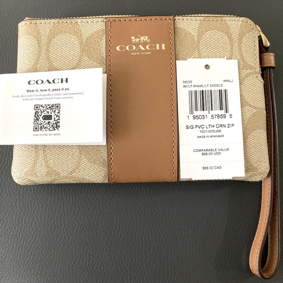 BUNDLE DEAL❗️Wristlet In Signature Canvas and High-Waisted Faux Snake Skin Pants - Picture 2 of 11